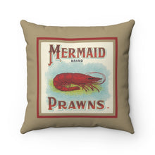 Load image into Gallery viewer, Mermaid Prawns Square Pillow (Right Side)