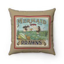 Load image into Gallery viewer, Mermaid Prawns Square Pillow (Left Side)