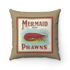 Mermaid Prawns Square Pillow (Right Side)