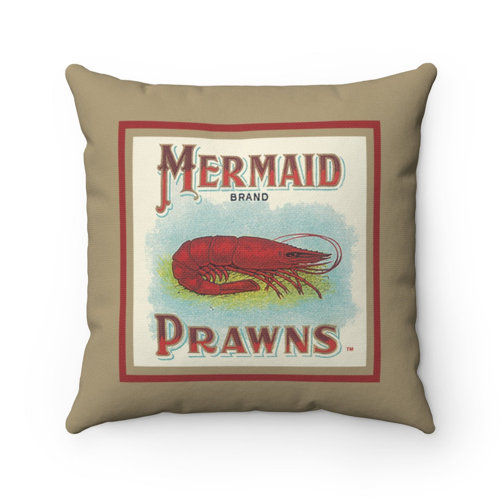 Mermaid Prawns Square Pillow (Right Side)