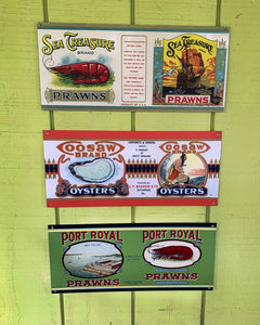 Sea Treasure Prawns Metal Sign