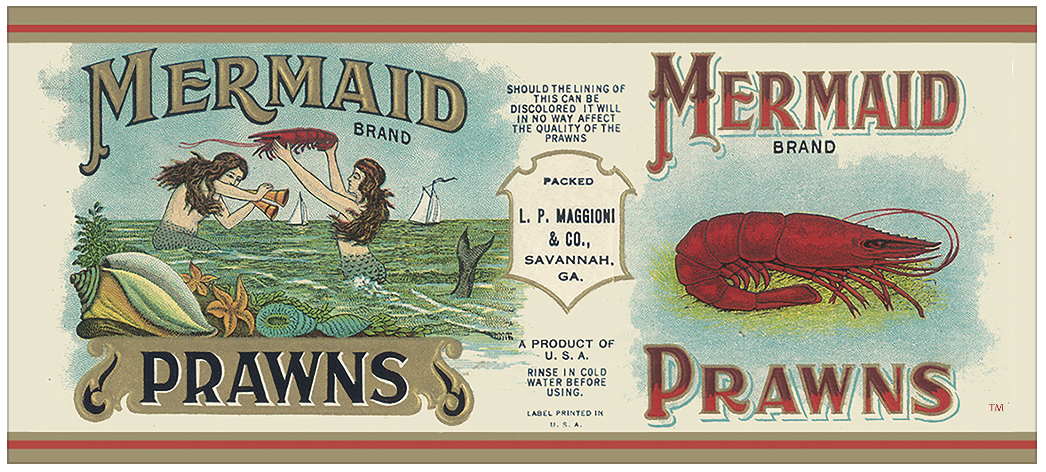 Mermaid Prawns Metal Sign