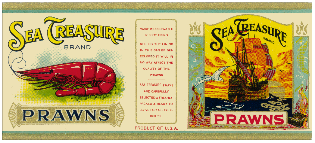 Sea Treasure Prawns Metal Sign