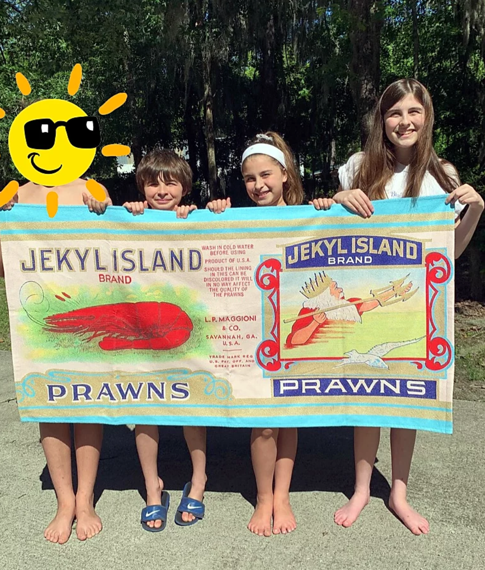 Jekyl Island Prawns Beach Towel